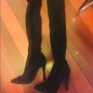 Zara suede over the knee 4inch heel boots
